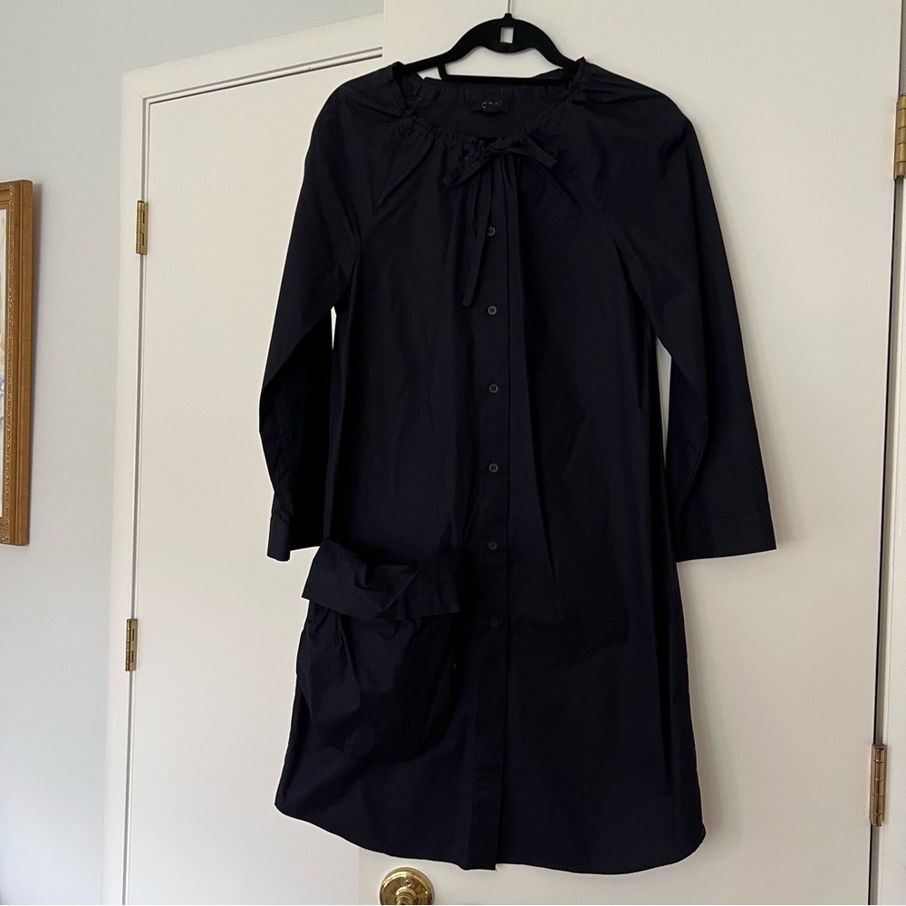 COS button up dress in navy